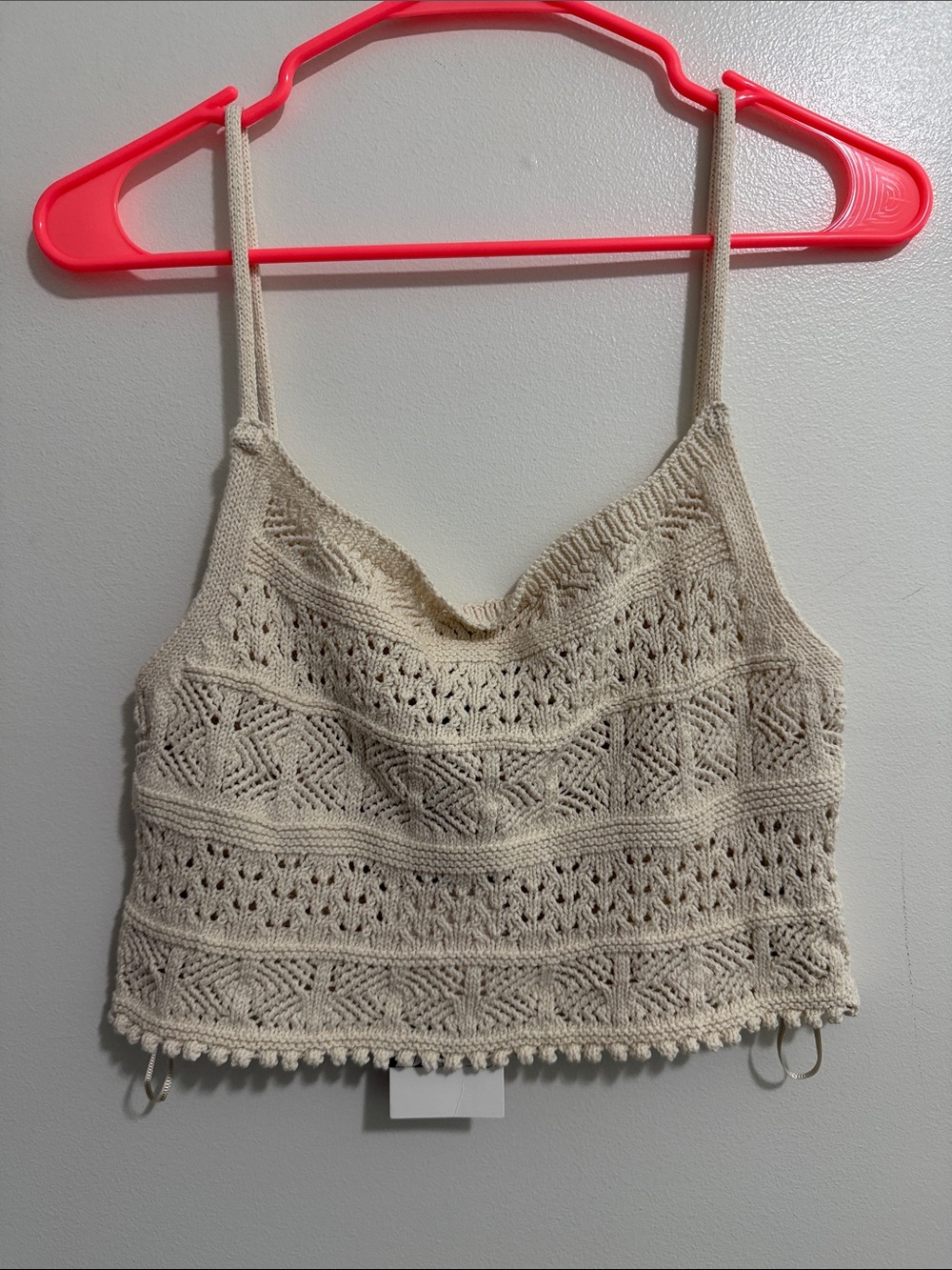 NWT Zara Cream Crochet Cropped Tank Top Womens Medium